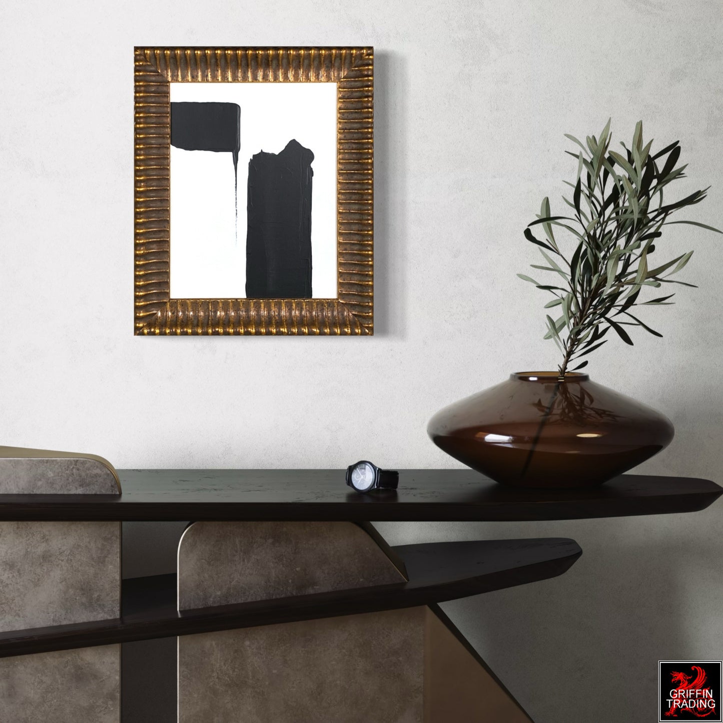 SILENT PASSAGE Black and White Abstract Painting